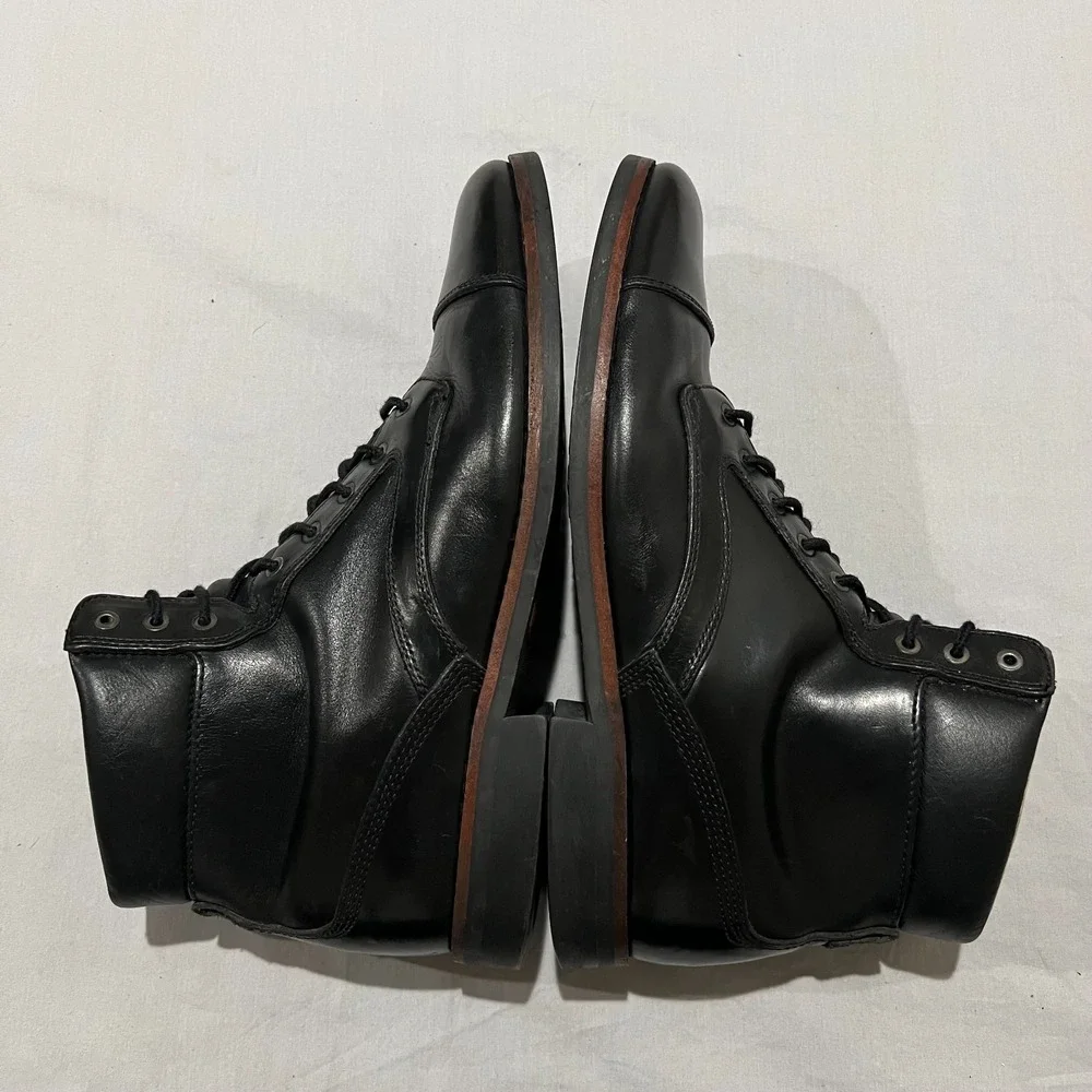 VTG Timberland Abington Mens Black Leather Cap Toe Vibram Sole Lace Up Boots 12M